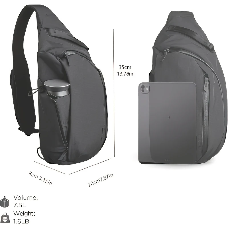 حقيبة صدر بحجم 7.5 لتر - حقيبة - مراجعة Sling Backpack Shoulder وسعره